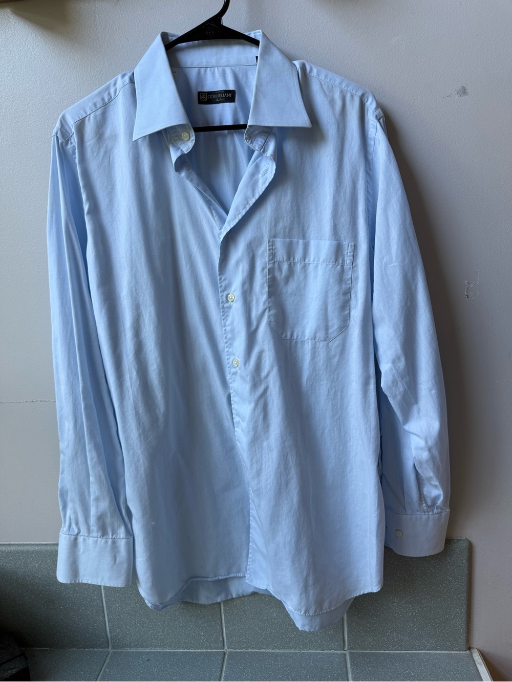 Corneliani Light Blue Men's Dress Shirt - Point Collar 16/41